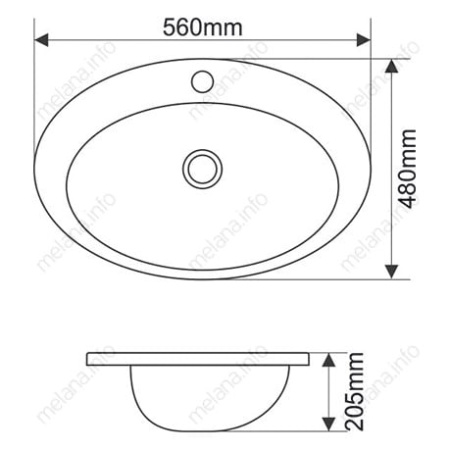 Встраиваемая сверху (56х48)  Melana 308-805