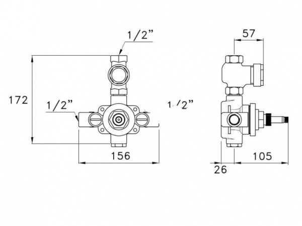 Встраиваемая часть смесителя для термостата с вентилем Stella Firenze UN 06001 0000