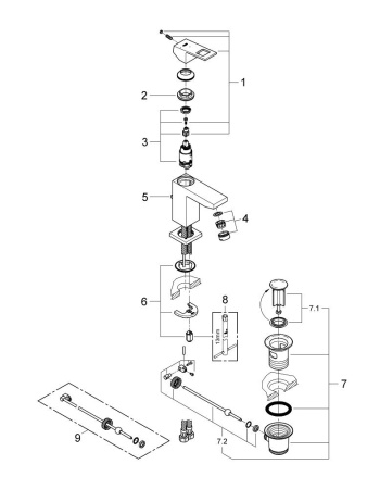 Смеситель однорычажный для раковины  Grohe Eurocube 23390 00E (2339000E) хром 