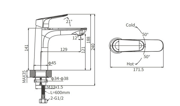 Смеситель для раковины Arrow AG4138CP хром Смеситель для раковины Arrow AG4138CP хром