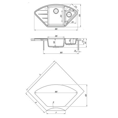 Кухонная мойка Lemark IRKANA 980  антрацит  9910043