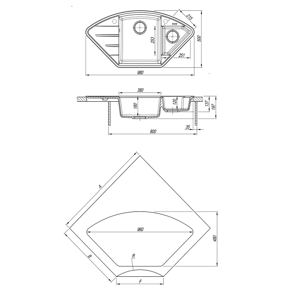 Кухонная мойка Lemark IRKANA 980  антрацит  9910043