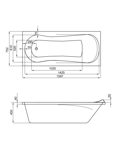 Акриловая ванна (160х75)  Santek Каледония   1WH302388