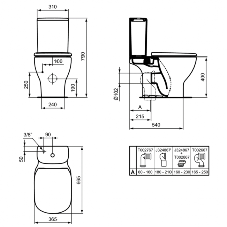 Чаша унитаза напольного Ideal Standard TESI SILK WHITE AquaBlade T0087V1