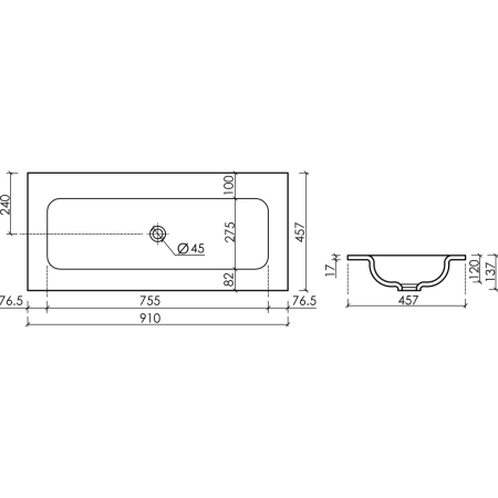 Раковина накладная (91х45,7) Ceramica Nova Grace CN7019wx
