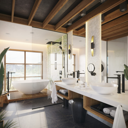 Смеситель для ванны напольный Hansgrohe Metropol 32532670 черный матовый