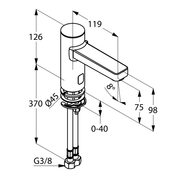 Смеситель для раковины электронный Kludi Zenta 3810005