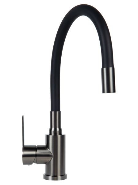 Смеситель для кухни однорычажный с гибким изливом Agger Easy A3100555 оружейная сталь матовая