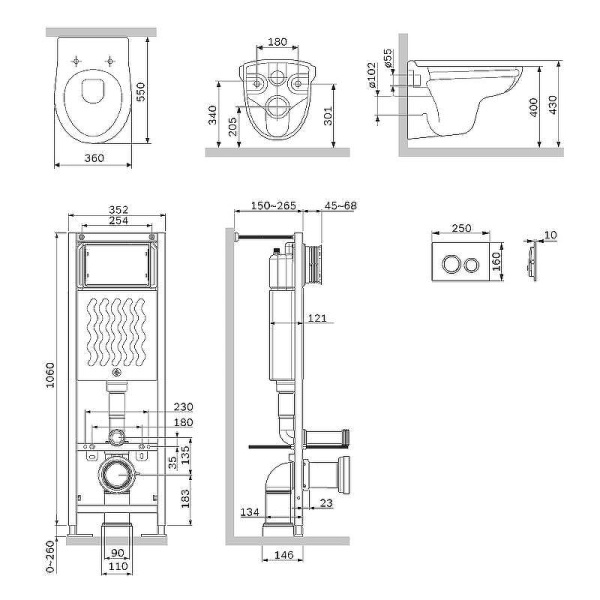 Комплект унитаза с инсталляцией Am.Pm ErgoFit IS110151.DX15C1700 с сиденье микролифт, кнопка хром глянец