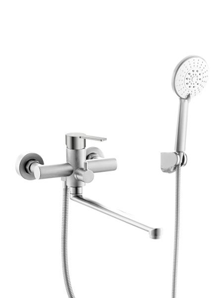 Смеситель для ванны однорычажный универсальный с душевым набором Agger Easy A3121122 сатин матовый