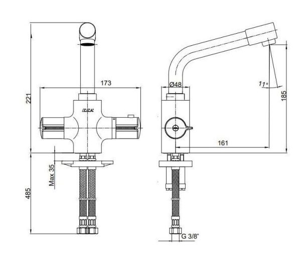 Смеситель для раковины термостатический E.C.A Thermostatic 102108730EX