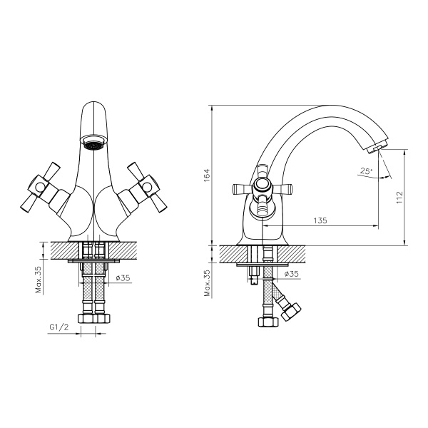 Смеситель для умывальника DECOROOM DR51 DR51011-Black