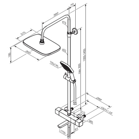 Душевая система с изливом Damixa Gala 953810300