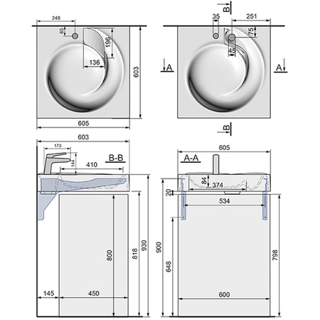 Раковина над стиральной машиной (60х60) Stella Polar Киото SP-00000796