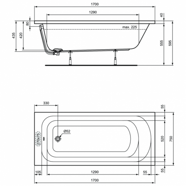 Ванна акриловая (170х75) Ideal Standard SIMPLICITY W004501 Ванна акриловая (170х75) Ideal Standard SIMPLICITY W004501