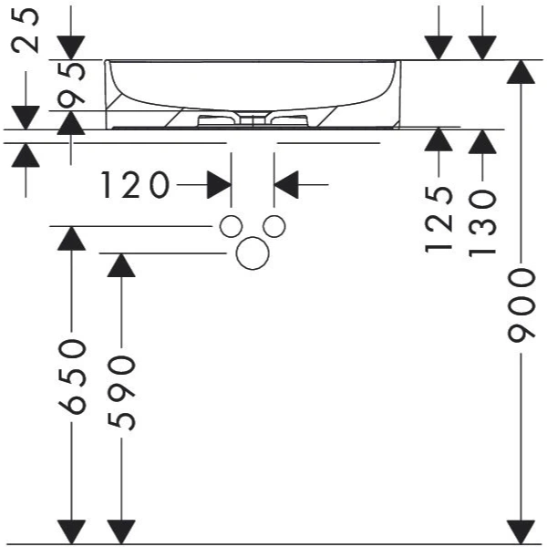Раковина накладная (55x40) Hansgrohe Xuniva D 60165450 белый