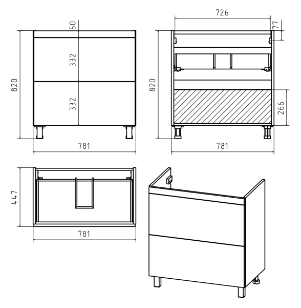 Тумба под раковину Misty Атлантик 80  П-Атл-01080-5012Я