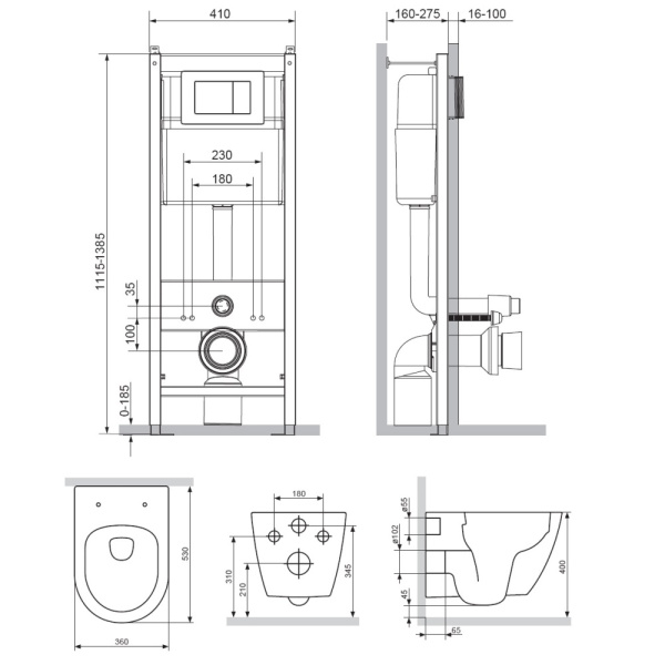 Комплект унитаза с инсталляцией Damixa Apollo DX22.IS10151.1700