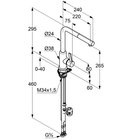 Смеситель для кухни с выдвижным изливом Kludi L-ine S 408519375