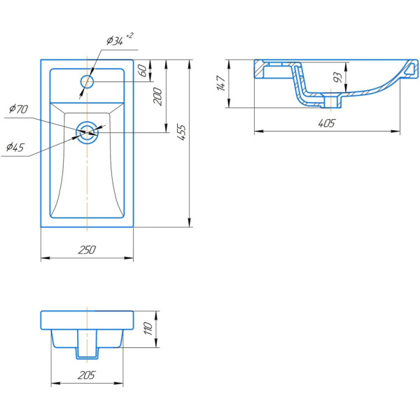Раковина (45,3х25,2) Aqwella Фостер 4640021065907