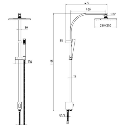 Душевая стойка E.C.A. Tiera 102158012C1EX