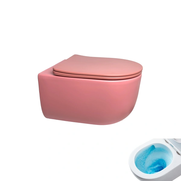 Подвесной унитаз безободковый Gid Tr2133TF-PKM, розовый матовый