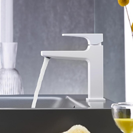 Смеситель для раковины с донным клапаном Push-Open Hansgrohe Metropol 32507700 белый матовый