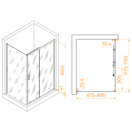 Душевой уголок (1210х90) RGW Passage PA-145 020814592-11 прозрачное