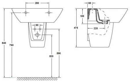 Полупьедестал для раковины Gala Jazz + крепеж 28432 (72889)