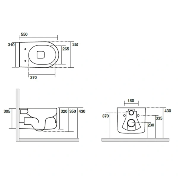 Унитаз подвесной безободковый Tornado Kerasan Nolita 531559 светло-серый матовый, без сиденья