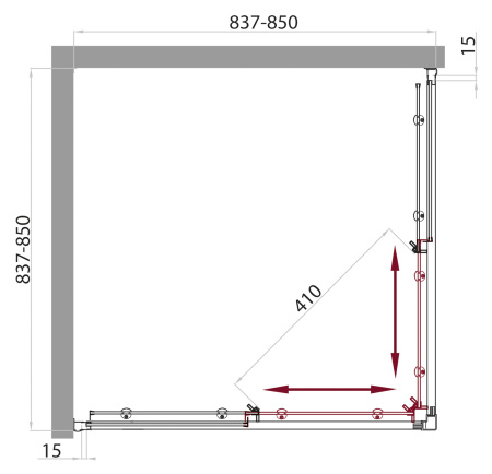 Душевой уголок (85х85) BelBagno UNO-A-2-85-M-Cr
