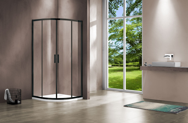 Душевой уголок Vincea  Garda VSQ-1G900CLB (90х90) черный, стекло прозрачное