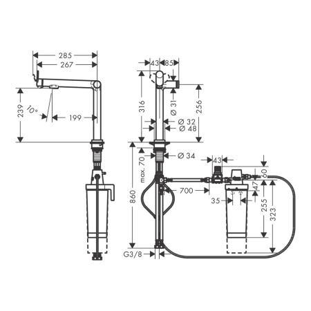 Смеситель для кухни Hansgrohe Aqittura M91 FilterSystem 240 76804800