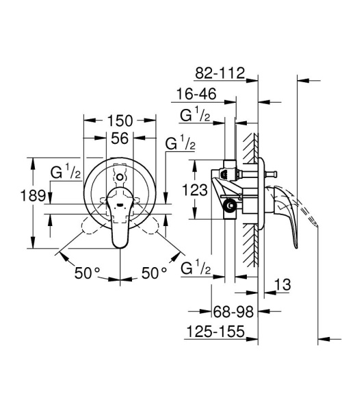 Смеситель для ванны встраиваемый Grohe Euroeco 32747 000 (32747000) хром