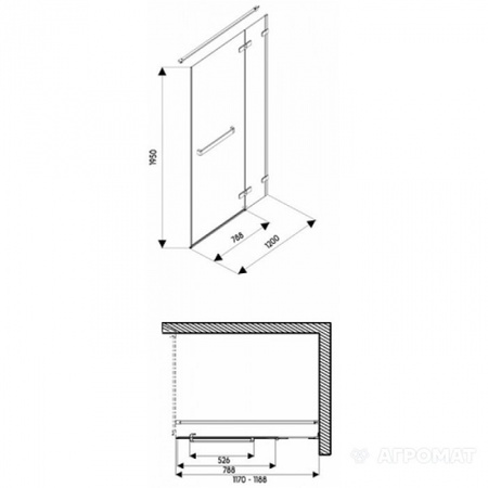 Двери распашные Kolo Next, релинг, Reflex (правые) HDSF12222R03R