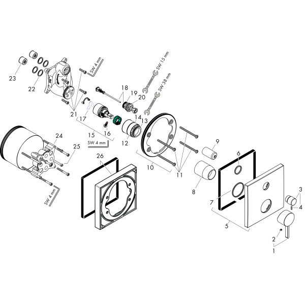 Смеситель для ванны встраиваемый Hansgrohe Finoris 76415670 черный матовый