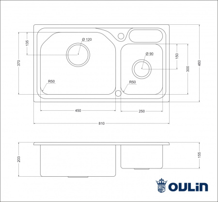 Кухонная мойка (81х46) Oulin OL-H9818