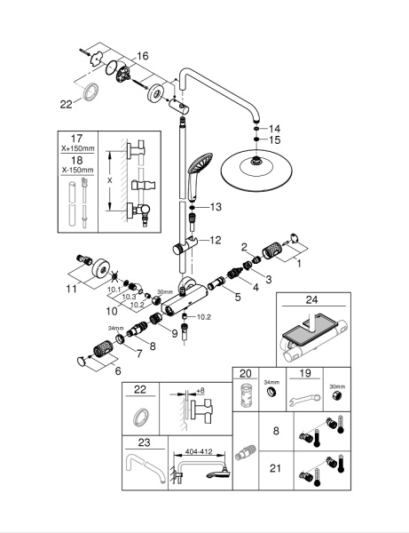 Душевая система поворотная с термостатом Grohe Euphoria 260 27296 003 (27296003) хром  Душевая система поворотная с термостатом Grohe Euphoria 260 27296 003 (27296003) хром