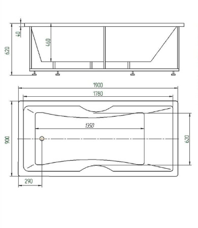 Акриловая ванна Aquatek Феникс 190x90 FEN190-0000078 слив слева