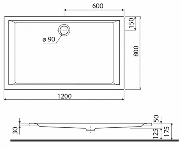 Душевой поддон Kolo Pacyfik 120х80 XBP0780000
