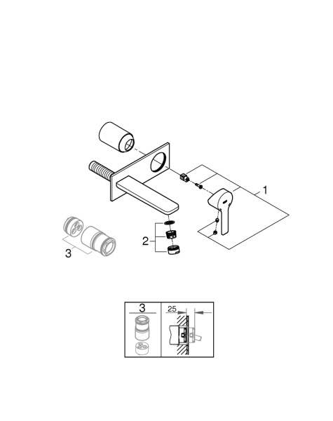Смеситель для раковины на два отверстия Grohe Lineare New M-Size 19409 AL1 (19409AL1) темный графит матовый