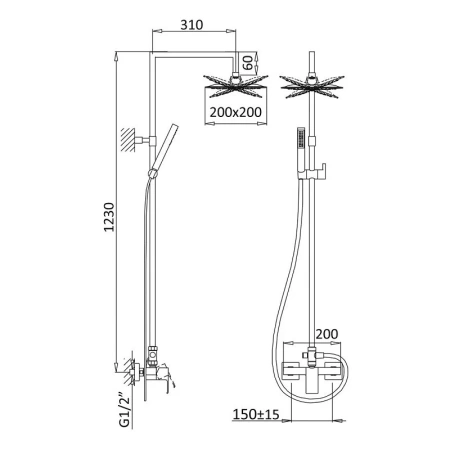 Душевая система Cezares Porta PORTA-CD-01