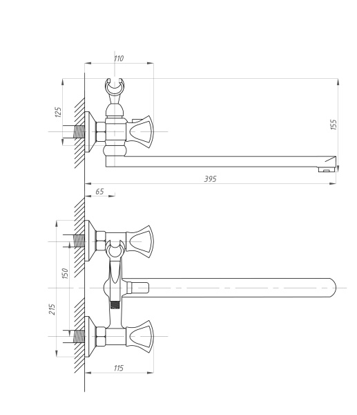 Смеситель для ванны ПСМ-Профсан  КВАДРО PSM-184-38