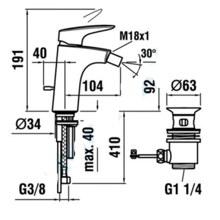 Смеситель для биде Laufen Curveplus 3.4109.1.004.111.1
