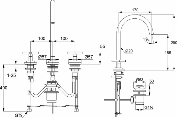 Смеситель для раковины Kludi Nova Fonte 201430520