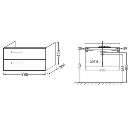 Тумба для раковины Jacob Delafon Rythmik EB1302-G1C