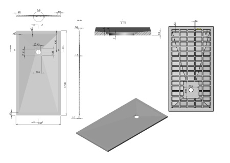 Душевой поддон из искусственного камня  (170х90) Vincea VST-4SR9017W, белый матовый