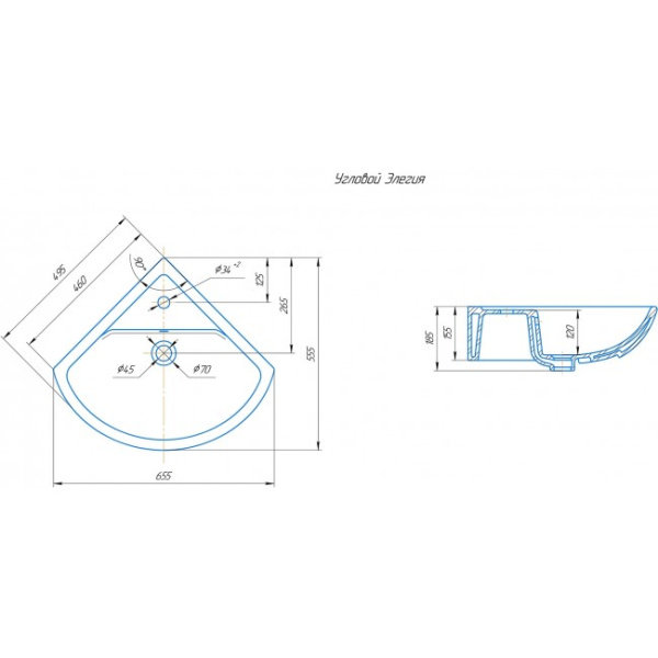 Раковина RUNO мебельная Rosa Элегия угловой (00000000948)