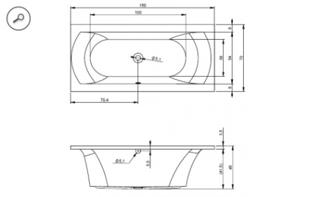 Ванна акриловая RIHO Lima (150x70) правосторонняя B049001005