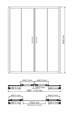 Душевая дверь (170х200) WasserKRAFT Lippe 45S09